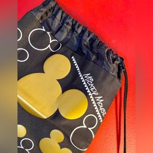 Disney Mickey Mouse String Bag Backpack Storage Travel Gold